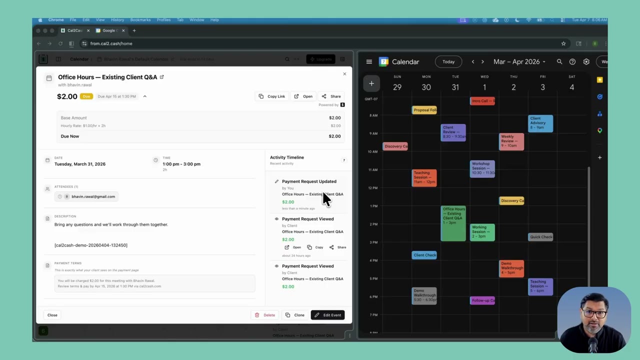 Watch how Cal2Cash turns Google Calendar into a billing engine — 3 minute walkthrough